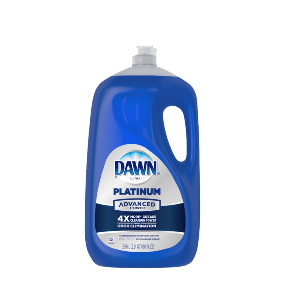 Dawn Platinum Refill Jug Dish Soap, Fresh Rain Scent Liquid Dishwashing Detergent Powerful Dawn Dish Soap for Tough Grease Removal Dishwashing Liquid Value Pack, 51.5 oz (Pack of 2)