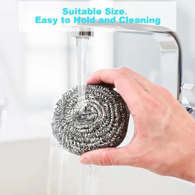 Stainless Steel Cleaning Steel Wire Ball Silver Household Kitchen Washing Dish Pots Pans Oil Removal Cookware Cleaner Tools (1Pcs)