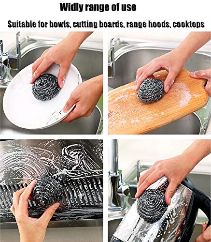 16 PCS Stainless Steel Sponges Scrubbers Cleaning Ball Utensil Scrubber Density Metal Scrubber Scouring Pads Ball for Pot Pan Dish Wash Cleaning for Removing Rust Dirty Cookware Cleaner (16 Packs)
