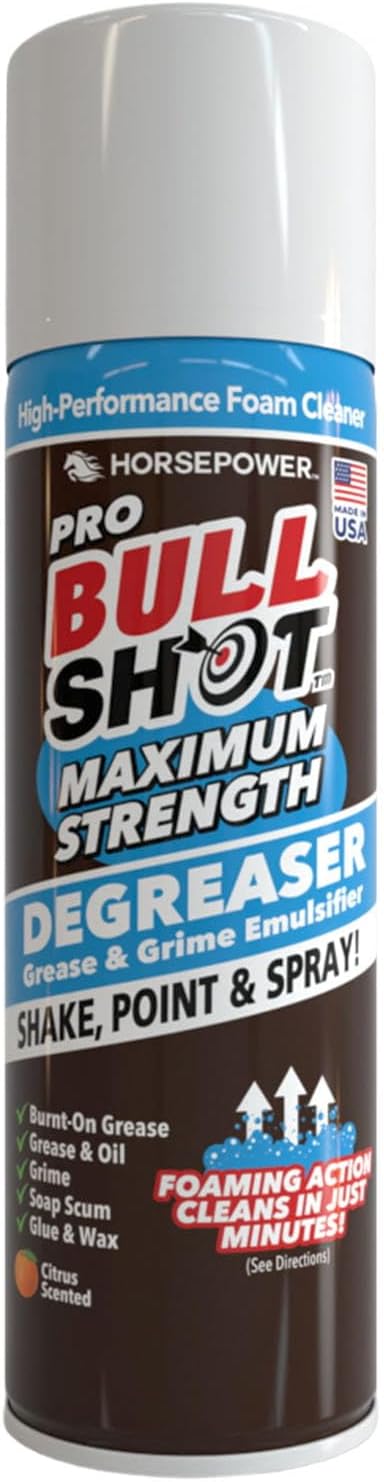 Bull Shot Degreaser Pro MAX, Super-Concentrated Foaming Degreaser & Cleaner, AS-SEEN-ON-TV, Made in USA, Shake, Point & Spray, Emulsifies Grease & Grime, Glue & Tape Residue, Oil & More
