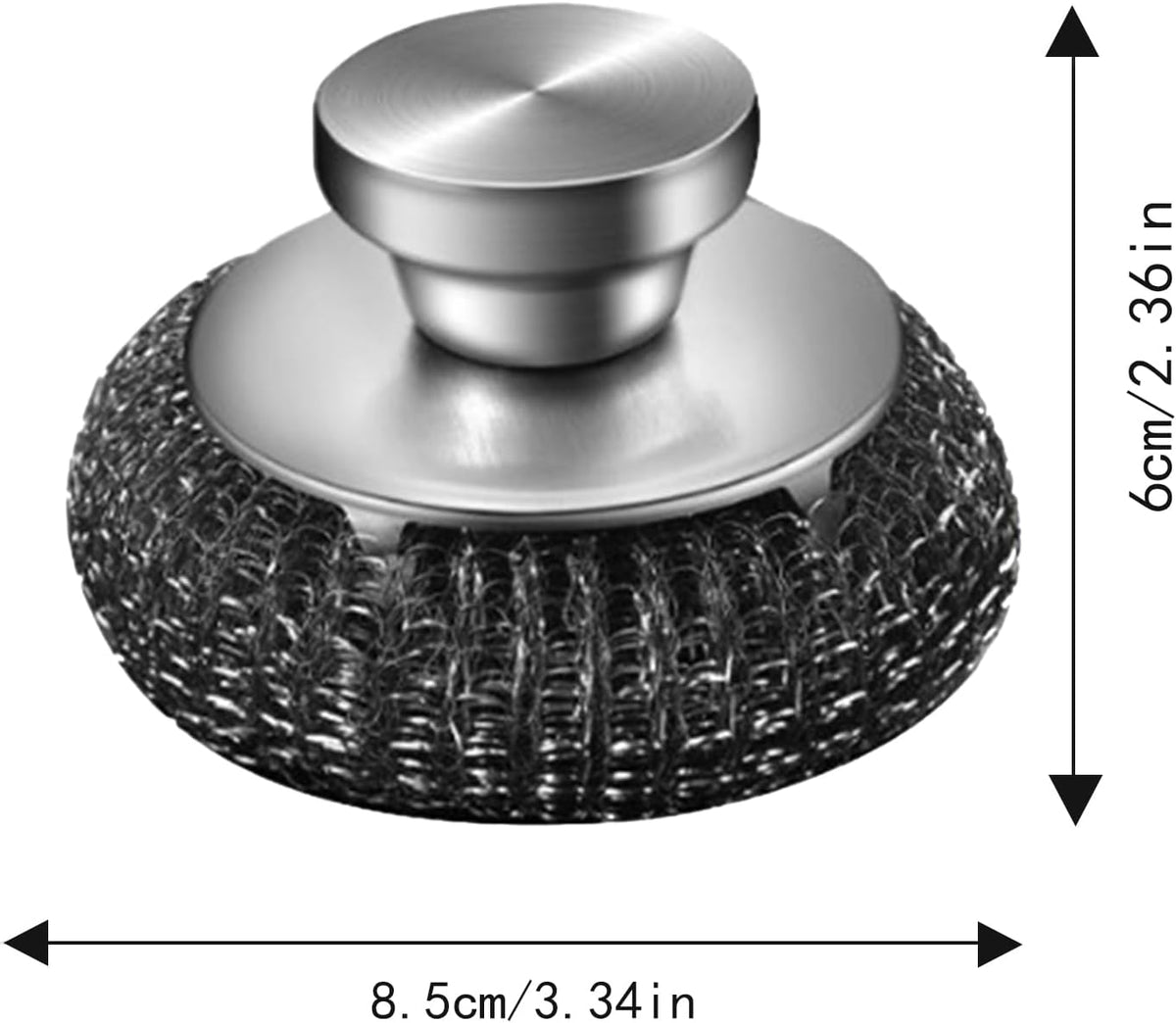 Stainless Steel Scrubber, 304 Stainless Steel Pot Brush, Portable Steel Wool Ball Long Handle Pot Brush, Steel Wool Scrubber (201 Stainless Steel Wire top Bead (Silver))