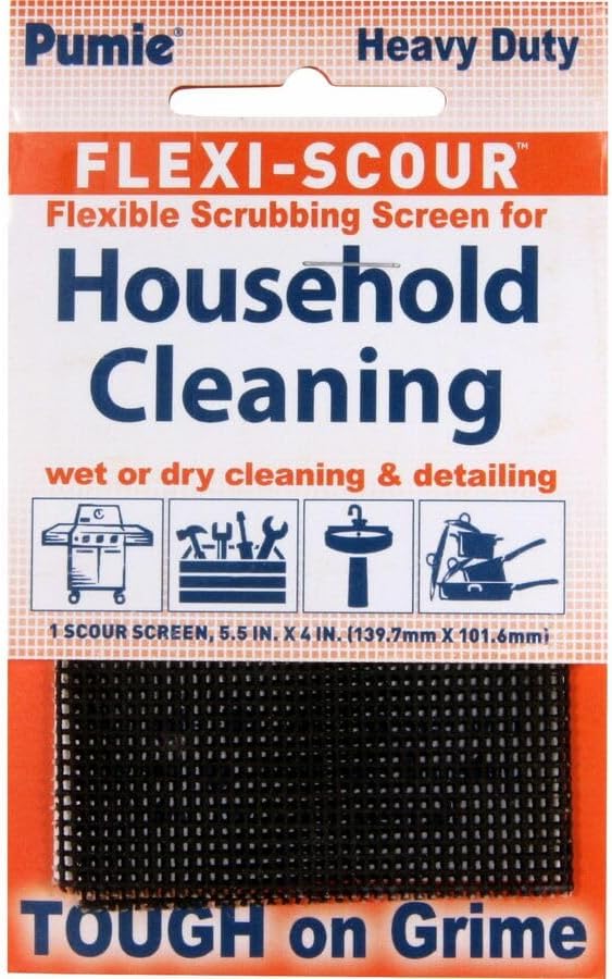PUMIE Flexi-Scour (3 Pack) - Flexible Scrubbing Screen - Heavy Duty Scouring Pad - Abrasive Grit Cleaning Screen for Toilet Bowls, Grills, Removes Carbon, Rust, Scale, Grime - 5.5x4 in, Flex-3 C