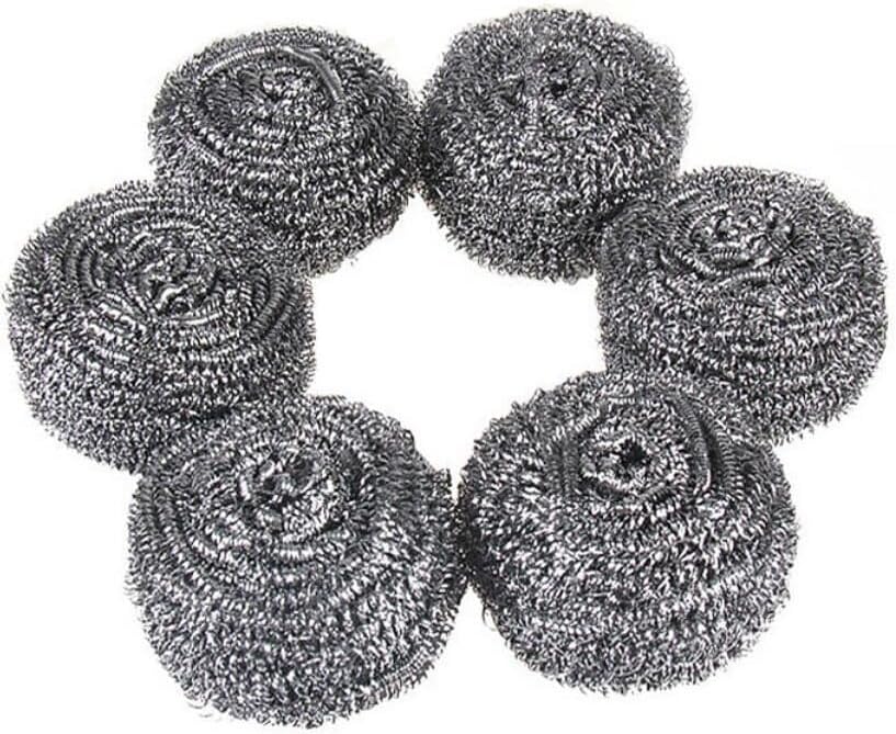 6Pcs Steel Wool Scrubbers Flexible Scrubber Pads for Cleaning Dish Pot Pan Sink Stainless Steel Non-Falling Steel Wire Ball Cleaning Ball Brush Pot Wash Pot Bowl Dish Handle Kitchen Tool