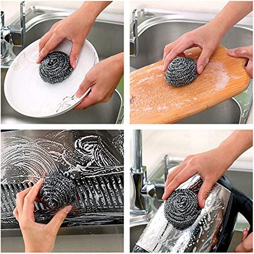 SagaSave 6 Pcs Stainless Steel Wire Ball Steel Scrubber with Spiral Design for Kitchen Cleanup Bathroom and Boat Decks Easy to Use