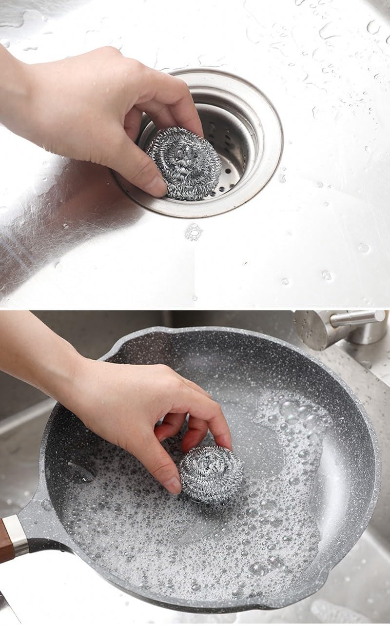 1pcs Silver Steel Wire Cleaning Ball HouseholdKitchen Washing Dish Pots Pans Oil Removal Cleaner Tools