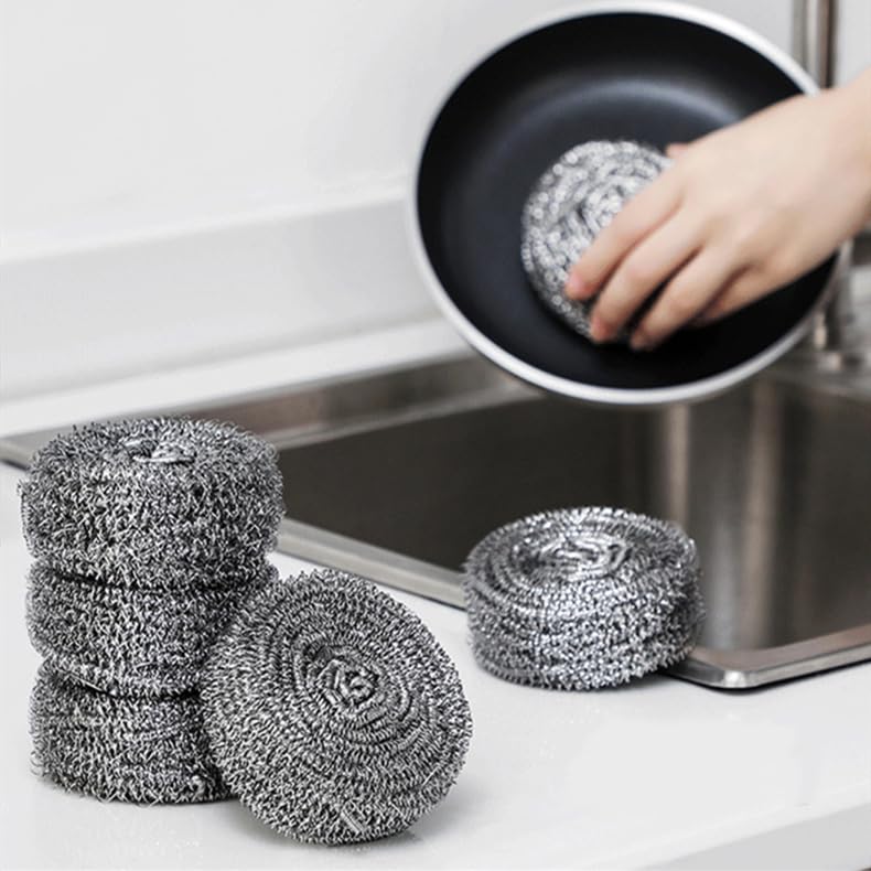 8 Pack Stainless Steel Scrubber, Steel Wool Srubber for Scouring Stubborn Messes from Pots and Pans,Stoves,Broiler Racks,Grills and More (4cm)