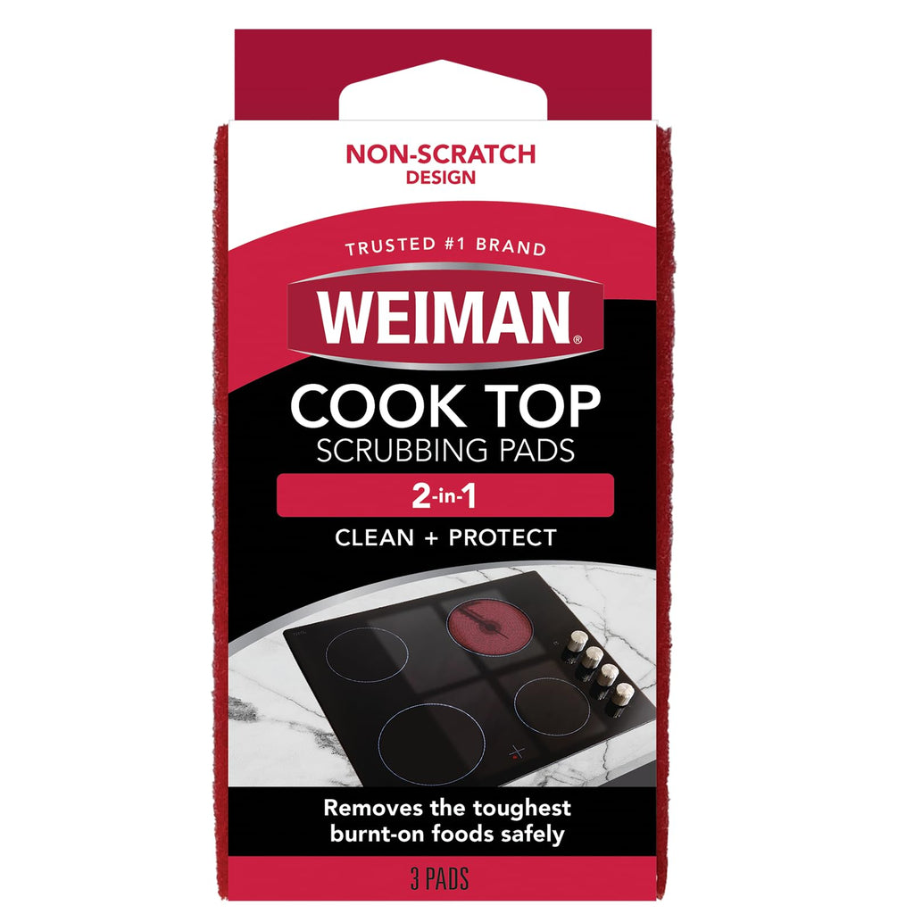 Weiman 6 Count Cooktop Scrubbing Pads, Removes Burnt-on Food, Scratch Free