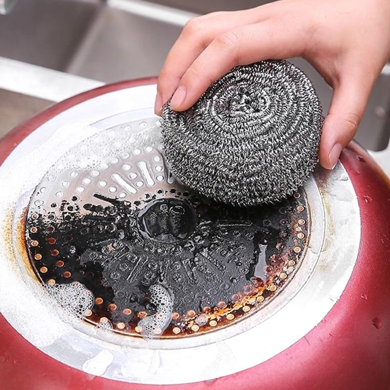 Stainless Steel Cleaning Steel Wire Ball Silver Household Kitchen Washing Dish Pots Pans Oil Removal Cookware Cleaner Tools (1Pcs)