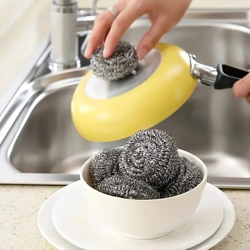 Steel Wool Scouring Pads 6 Pack Galvanized Metal Cleaning Balls for Kitchen Cookware
