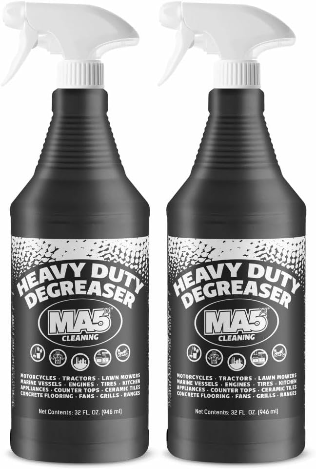 MA5x Heavy Duty Degreaser Cleaner | Indoor and Outdoor Formula | Commercial, Residential, Kitchen, Automotive and Equipment Degreaser and Cleaner | 32oz Spray Bottle | Pack of 2