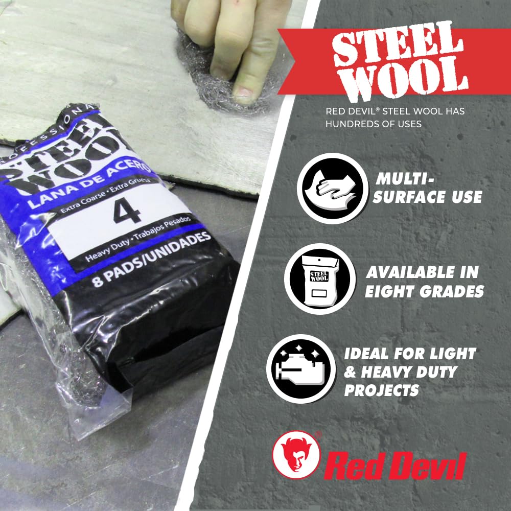 Red Devil 0321 Steel Wool, 000 Extra Fine (Pack of 8)
