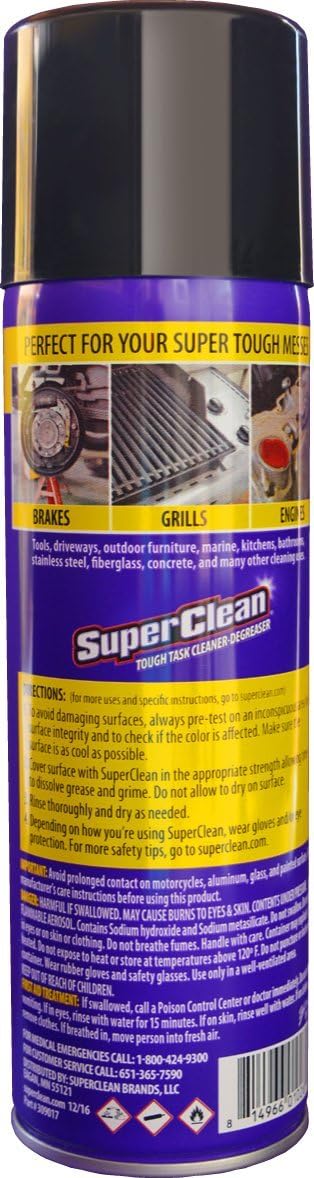 SuperClean Multi Surface All Purpose Gunk Remover Aerosol Degreaser, Biodegradable, 17oz by Super Clean