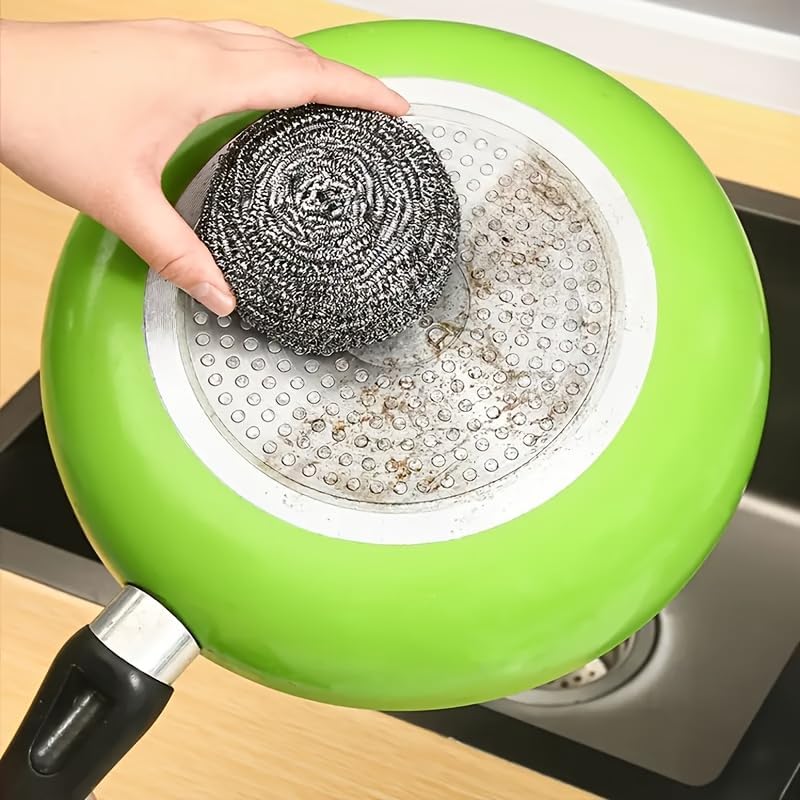 Steel Wool Scouring Pads 6 Pack Galvanized Metal Cleaning Balls for Kitchen Cookware
