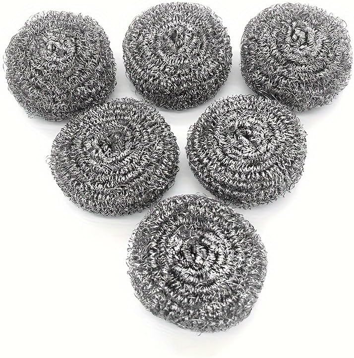 Steel Wool Scouring Pads 6 Pack Galvanized Metal Cleaning Balls for Kitchen Cookware