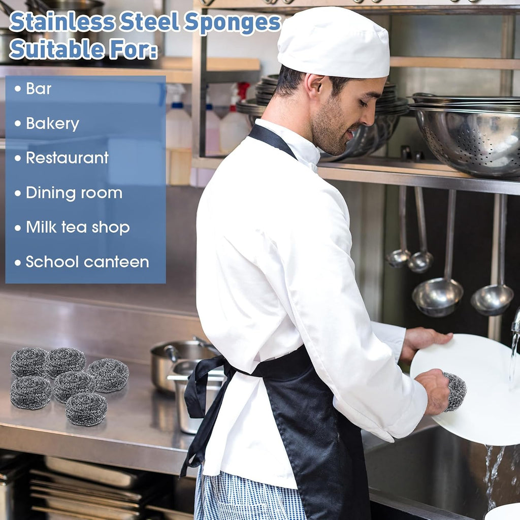 Roshtia 40 Pcs Stainless Steel Scrubber Bulk Large Steel Wool Scrubber 50 Gram Stainless Scourers Sponges Scouring Pads for Cleaning Dishes, Stoves, Pots, Pan, Cooker Hoods