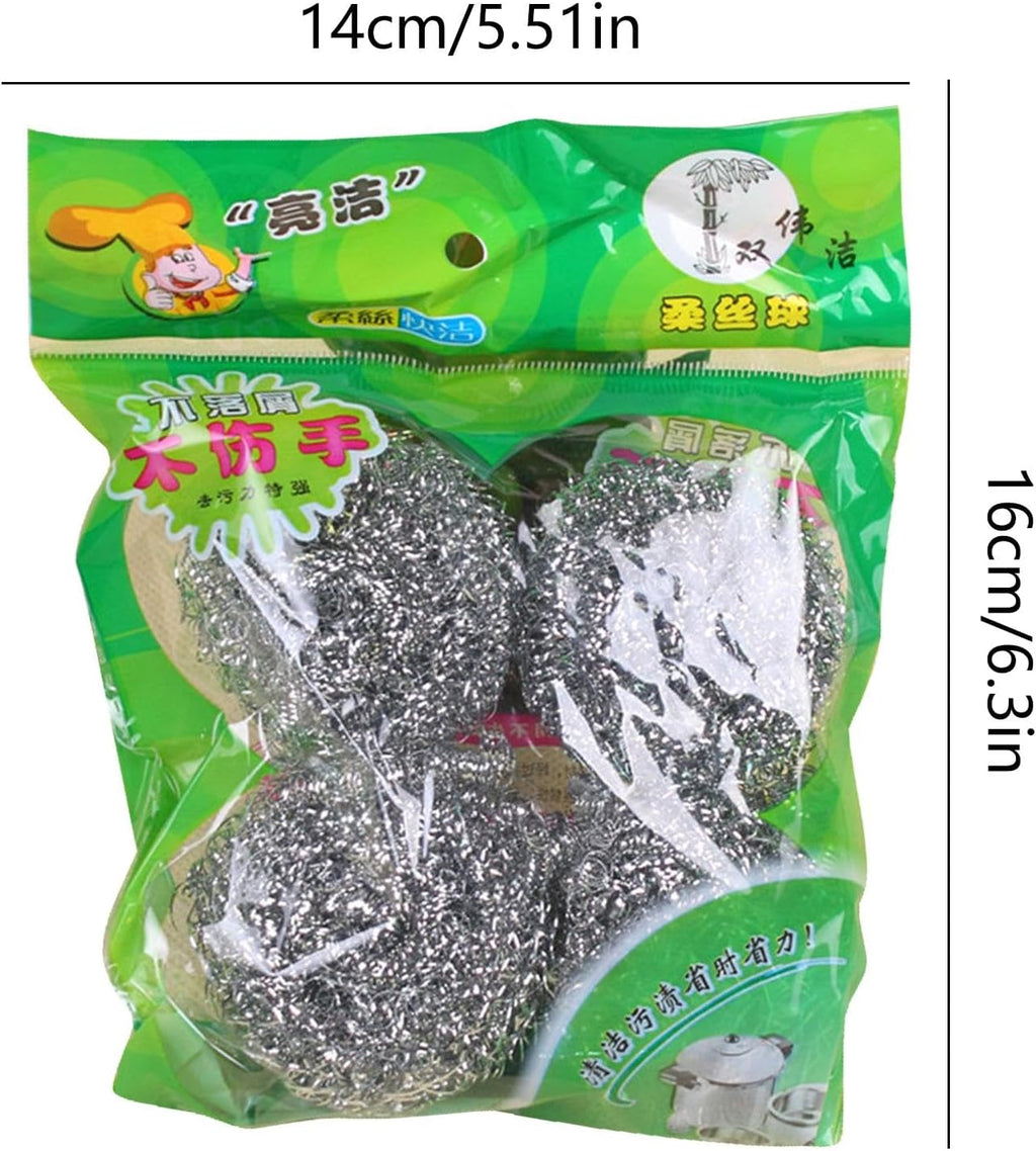 Dish Scrubber Ball - Steel Wire Cleaning Ball | Steel Sponges Scrubbers | Dishes Washing Scrubber Scrubber Ball | Steel Wool Scrubber Sponge for Removing Tough Dirt, Grease from Pots, Stovetops