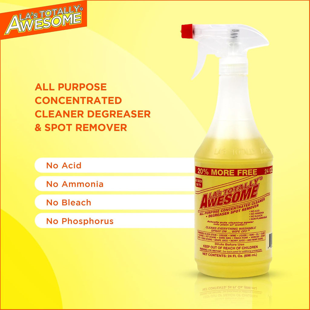 La's Totally Awesome All Purpose Cleaner, 4-Pack (64 oz Each) – Concentrated Formula, Degreaser, and Multipurpose Cleaner – Heavy Duty Bulk Cleaning Supplies for Home, Auto, Kitchen & Business