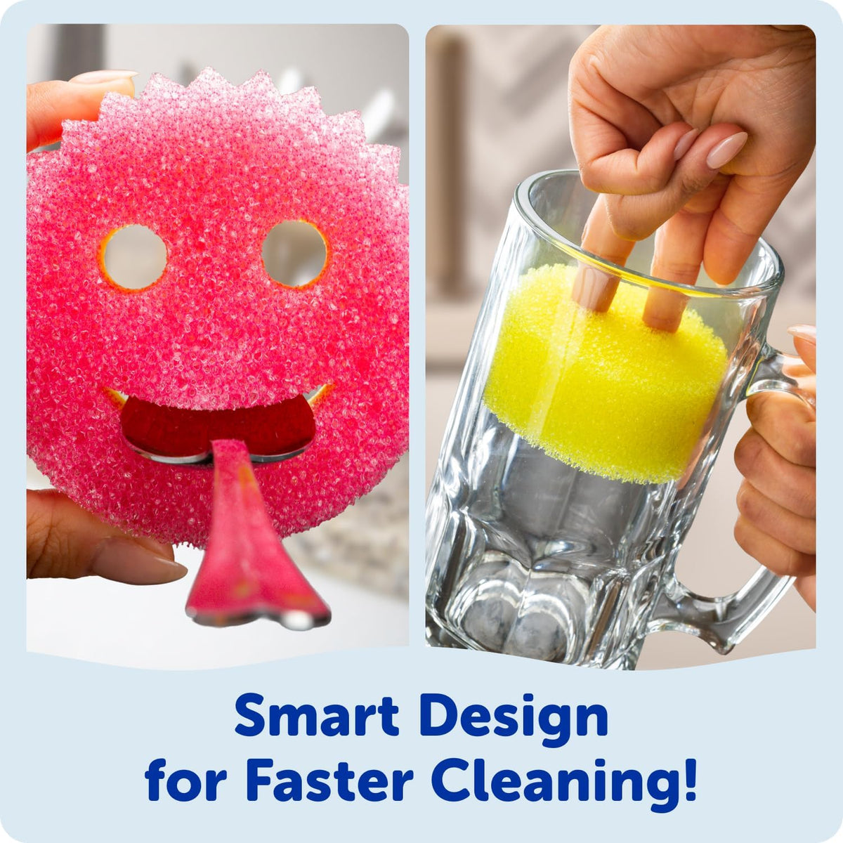 Scrub Mommy Kitchen Sponges - Dual-Sided Dish Sponges for Scrubbing - Non-Scratch Cleaning Sponges for Washing Dishes, Bathroom & Multi-Surface Cleaning - Online Exclusive (3 Count)