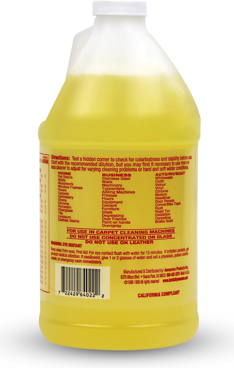 La's Totally Awesome All Purpose Cleaner, 4-Pack (64 oz Each) – Concentrated Formula, Degreaser, and Multipurpose Cleaner – Heavy Duty Bulk Cleaning Supplies for Home, Auto, Kitchen & Business