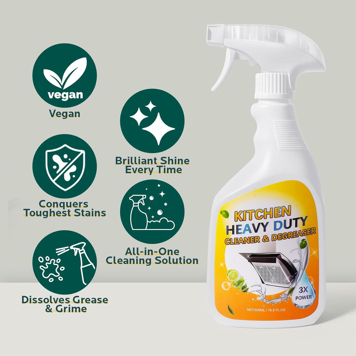 Degreaser Cleaner Heavy Duty Spray: Foaming Kitchen Spray for Cookware