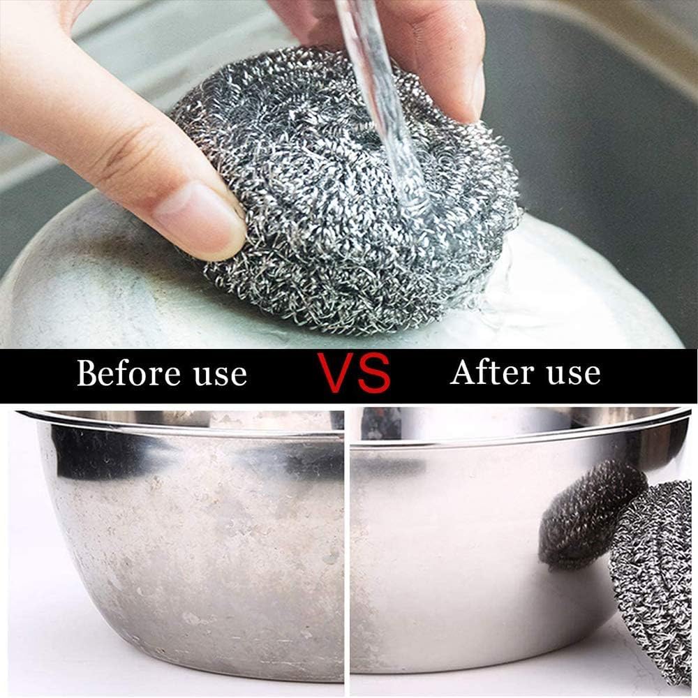 20 Pcs Steel Wool Dishing Scrubber, Steel Wool Scrubber, Kitchen Cleaning Ball, Easy to Scoure Tough Kitchen Greasy Dirt for Cleaning Dishes, Pots, Pans and Ovens
