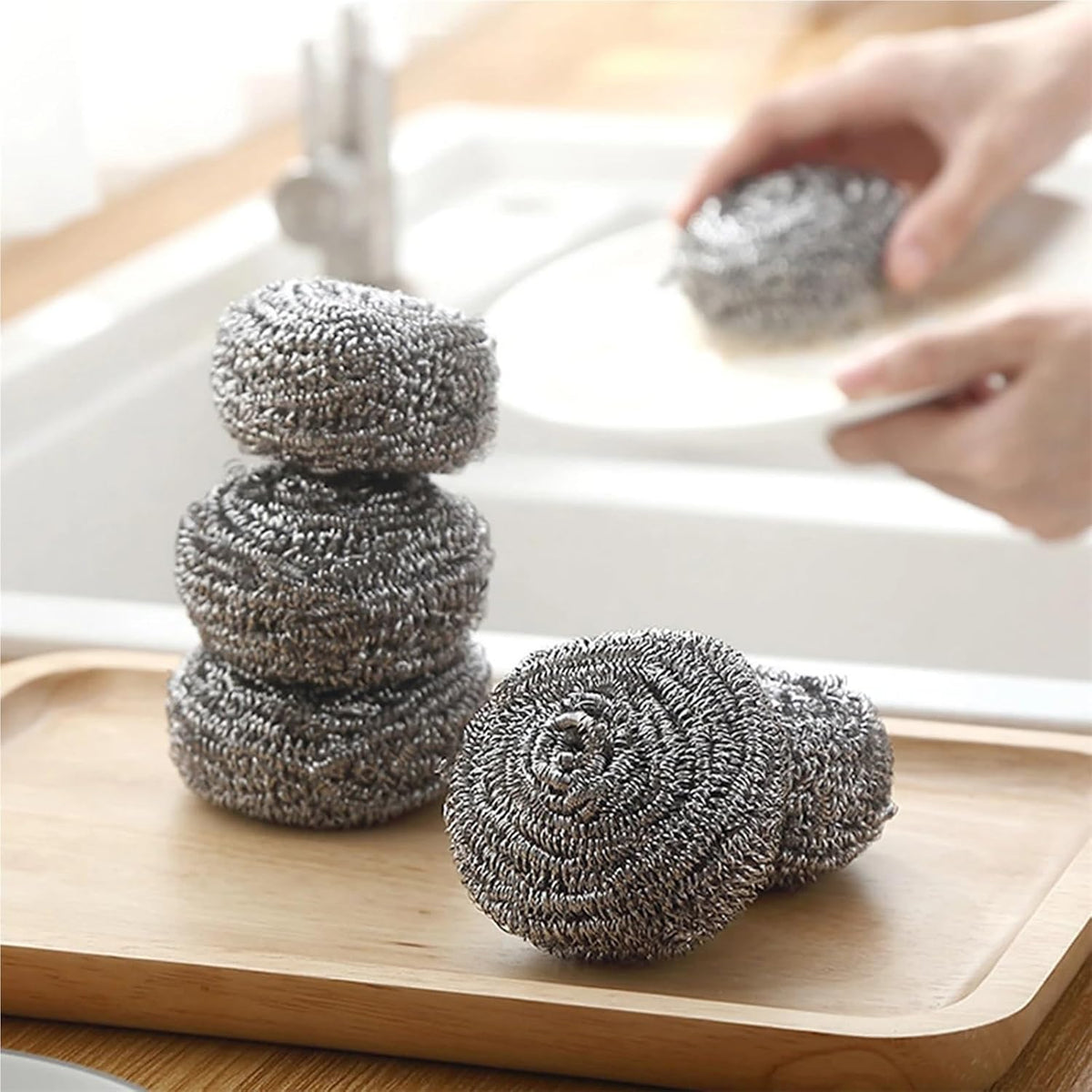 30pcs Stainless Steel Scrubber Scouring Pads Cleaning Ball Steel Wool Scrubber for Kitchen Pot Pan Dish Bathroom Cleaning