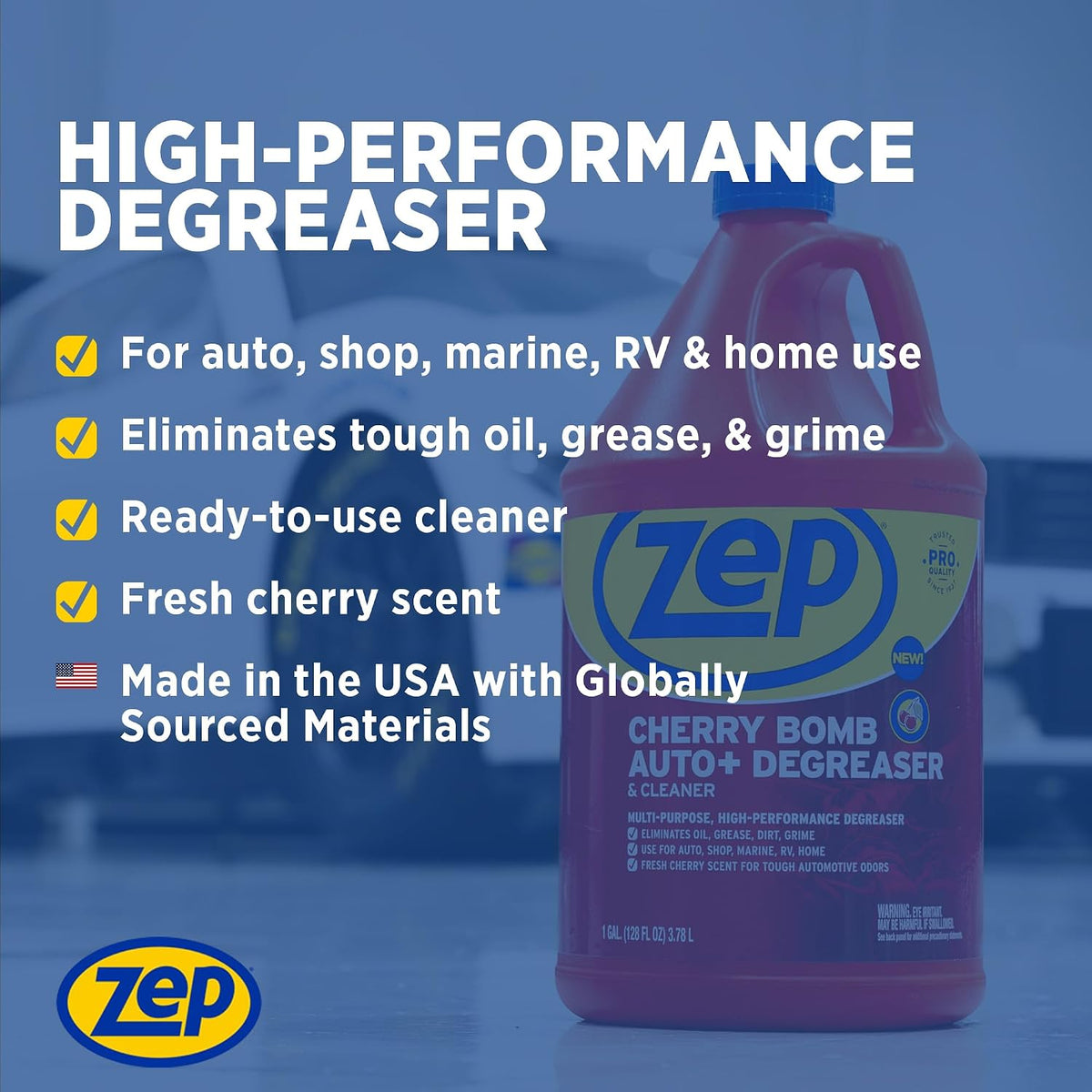 Zep Cherry Bomb Auto+ Degreaser & Cleaner - For Auto, Marine, RV, & Home - 1 Gallon
