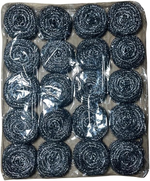 20 pieces of stainless steel wire balls, multifunctional cleaning balls for kitchen and household use, dishwashing, brushing, and pot cleaning, Silvery