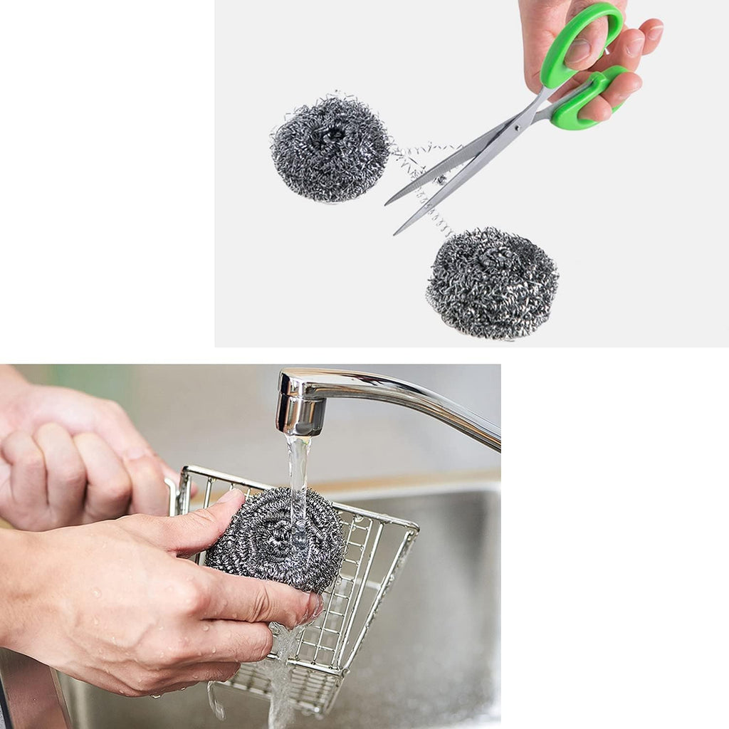 48 Pack Stainless Steel Scourers Sponges by XXJXING,Steel Wool scrubbers for stoves, pots, Cooker Hoods, etc. that are Difficult to Clean (48 Pack-10 Gram)