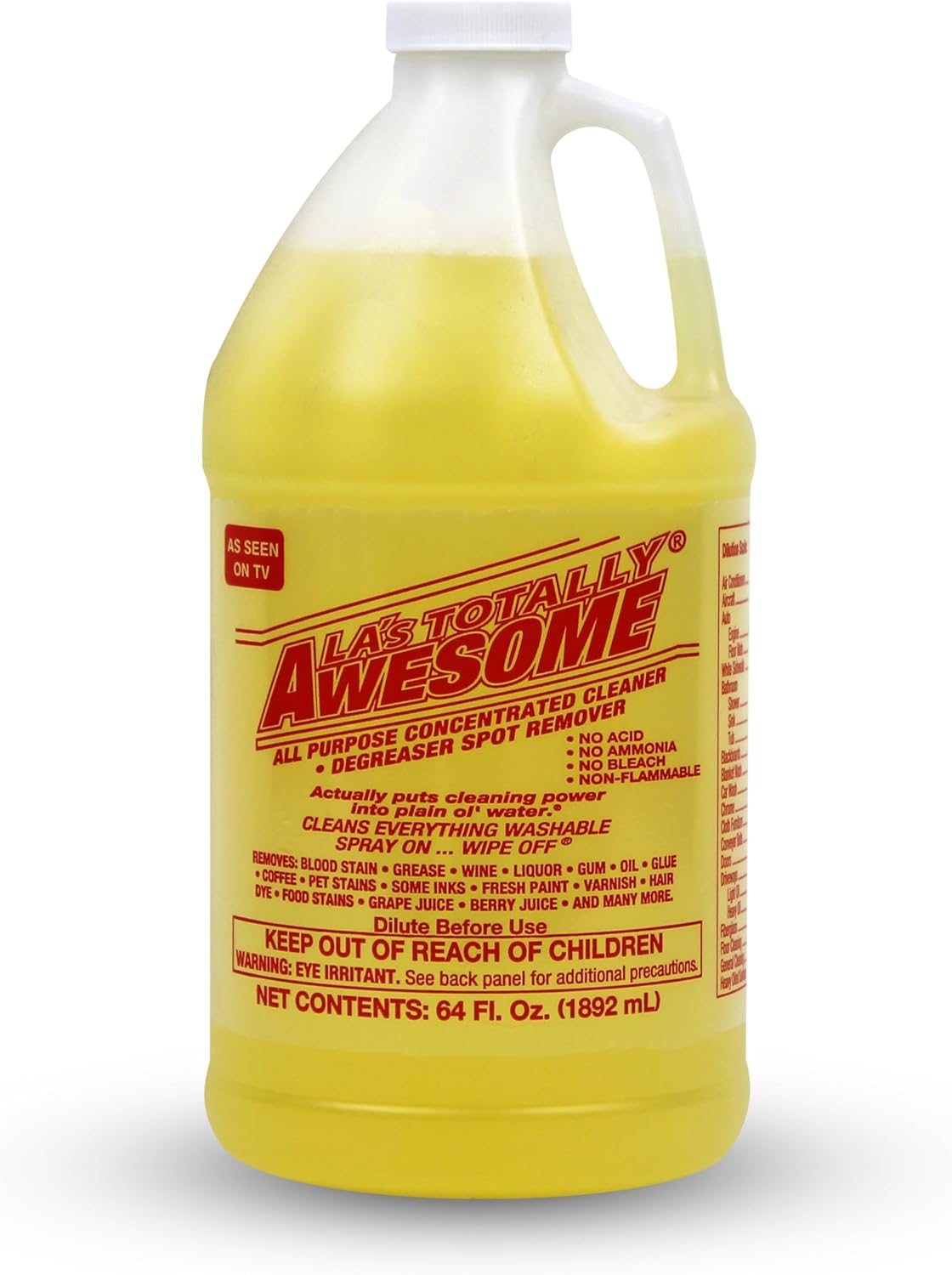 La's Totally Awesome All Purpose Cleaner, 4-Pack (64 oz Each) – Concentrated Formula, Degreaser, and Multipurpose Cleaner – Heavy Duty Bulk Cleaning Supplies for Home, Auto, Kitchen & Business