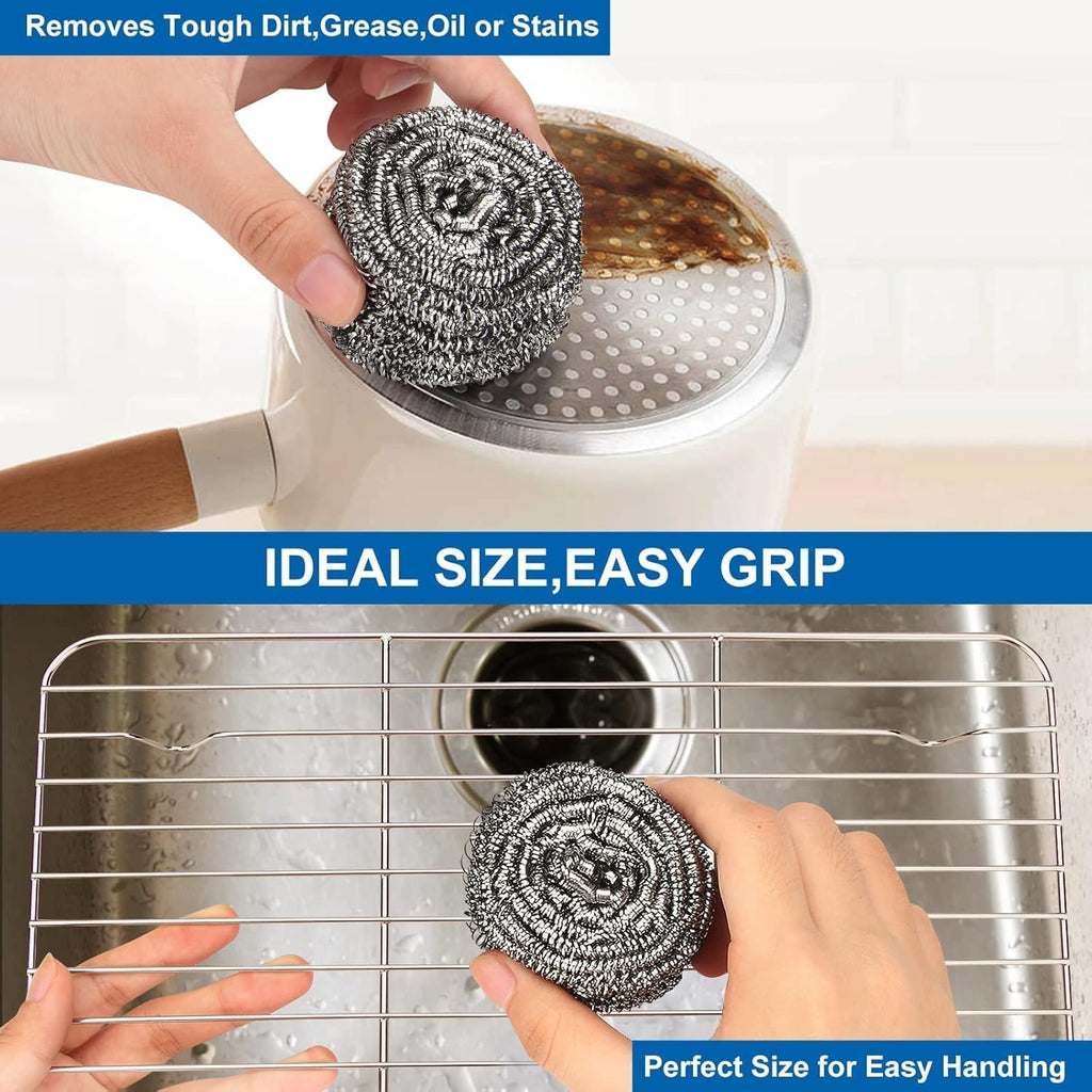 8 Pack Stainless Steel Scrubber, Steel Wool Srubber for Scouring Stubborn Messes from Pots and Pans,Stoves,Broiler Racks,Grills and More (4cm)