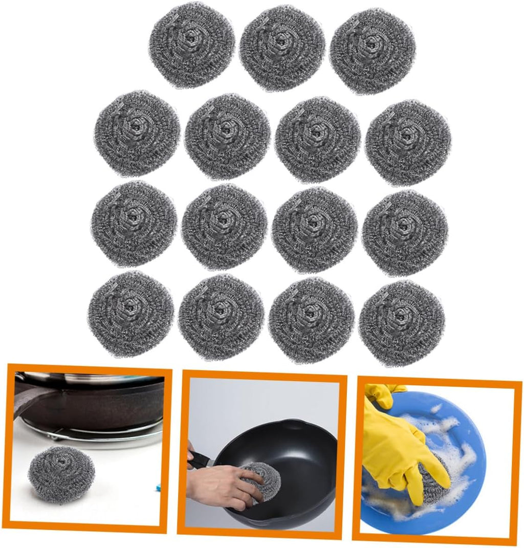 15 Piece Stainless Steel Wool Scrubber Balls for Kitchenware