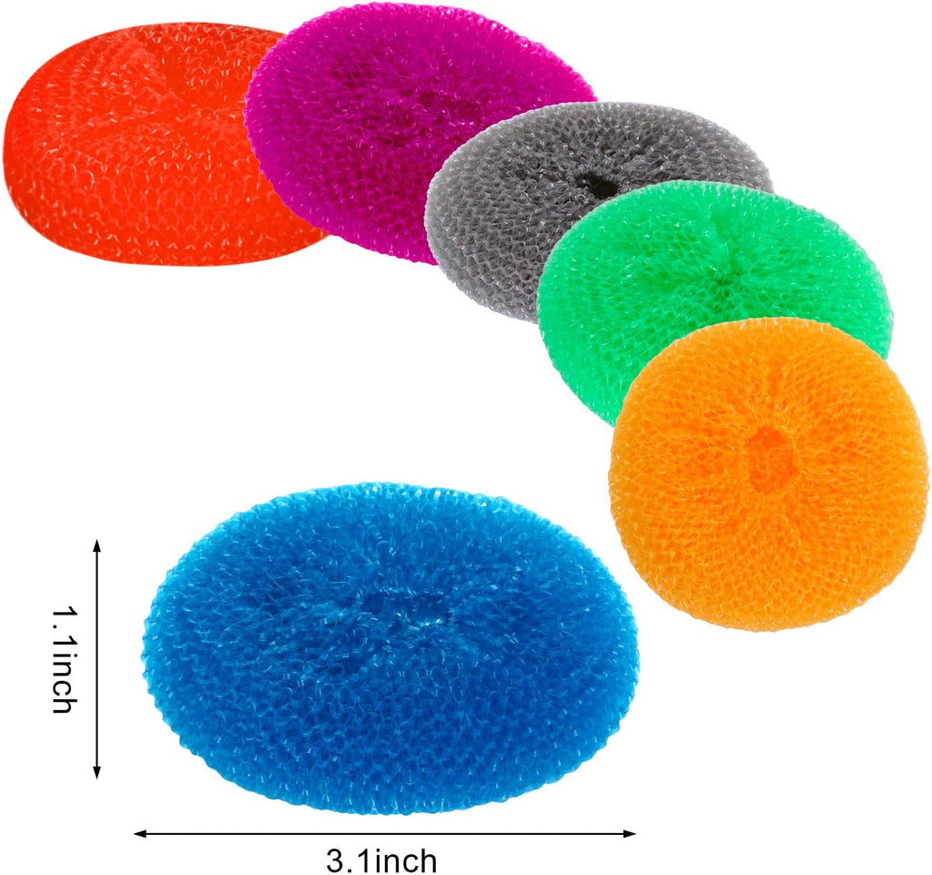 Blulu 15 Pieces Plastic Dish Scrubbers, Nylon Mesh Pads, Rainbow Colors