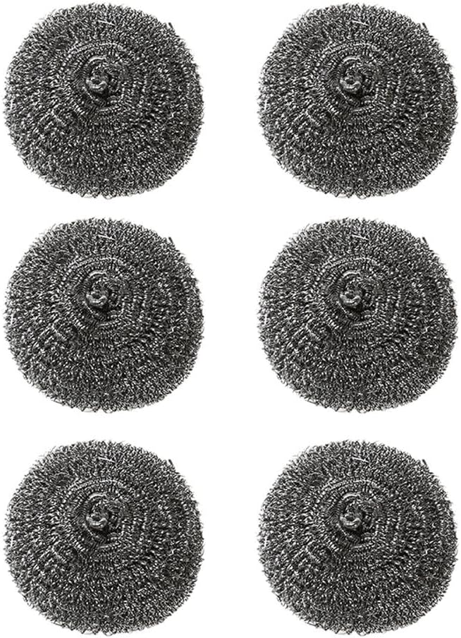 SagaSave 6 Pcs Stainless Steel Wire Ball Steel Scrubber with Spiral Design for Kitchen Cleanup Bathroom and Boat Decks Easy to Use