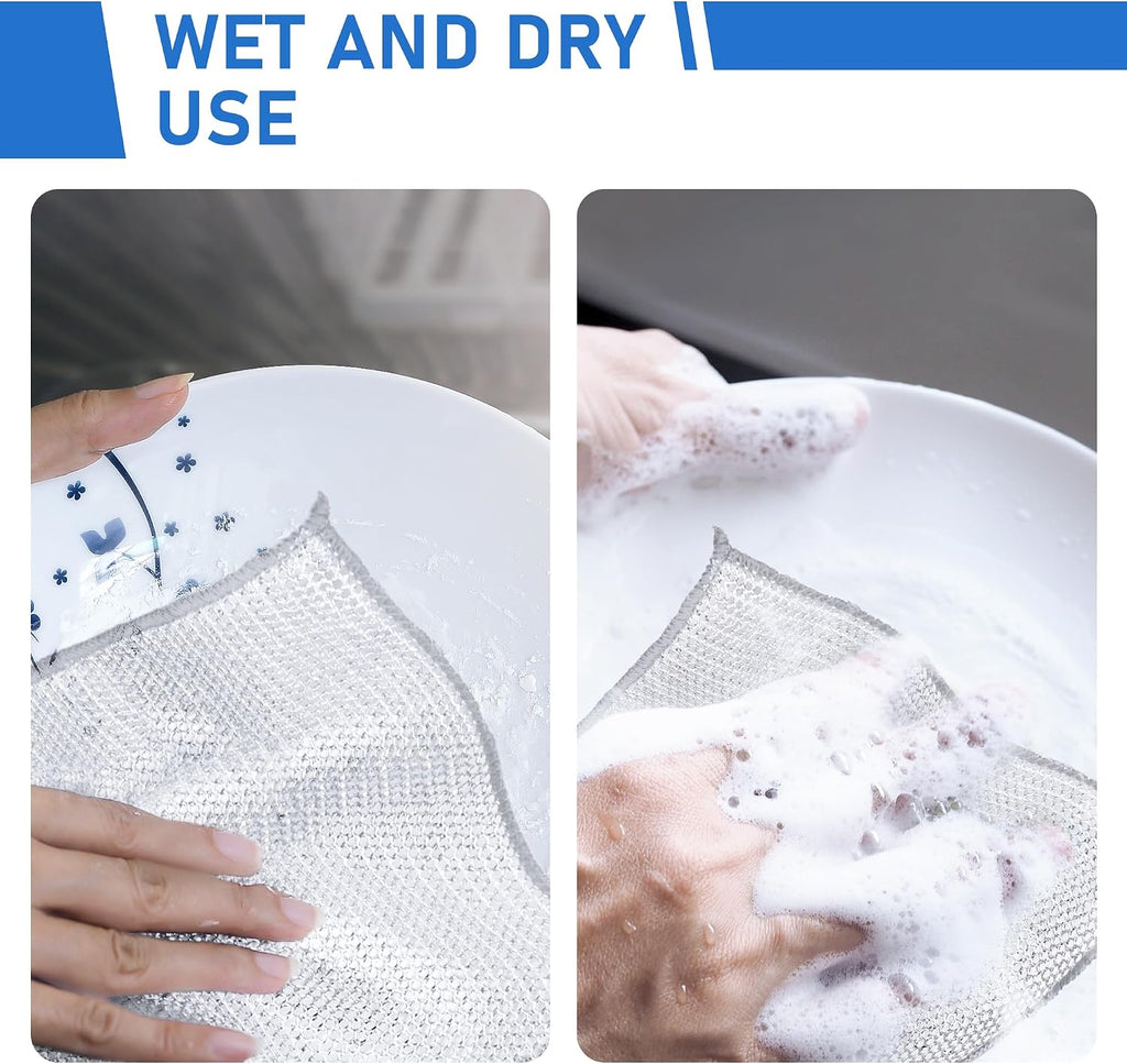 Aidoclip Non-Scratch Steel Wool Dishcloths Kitchen Scrubbers