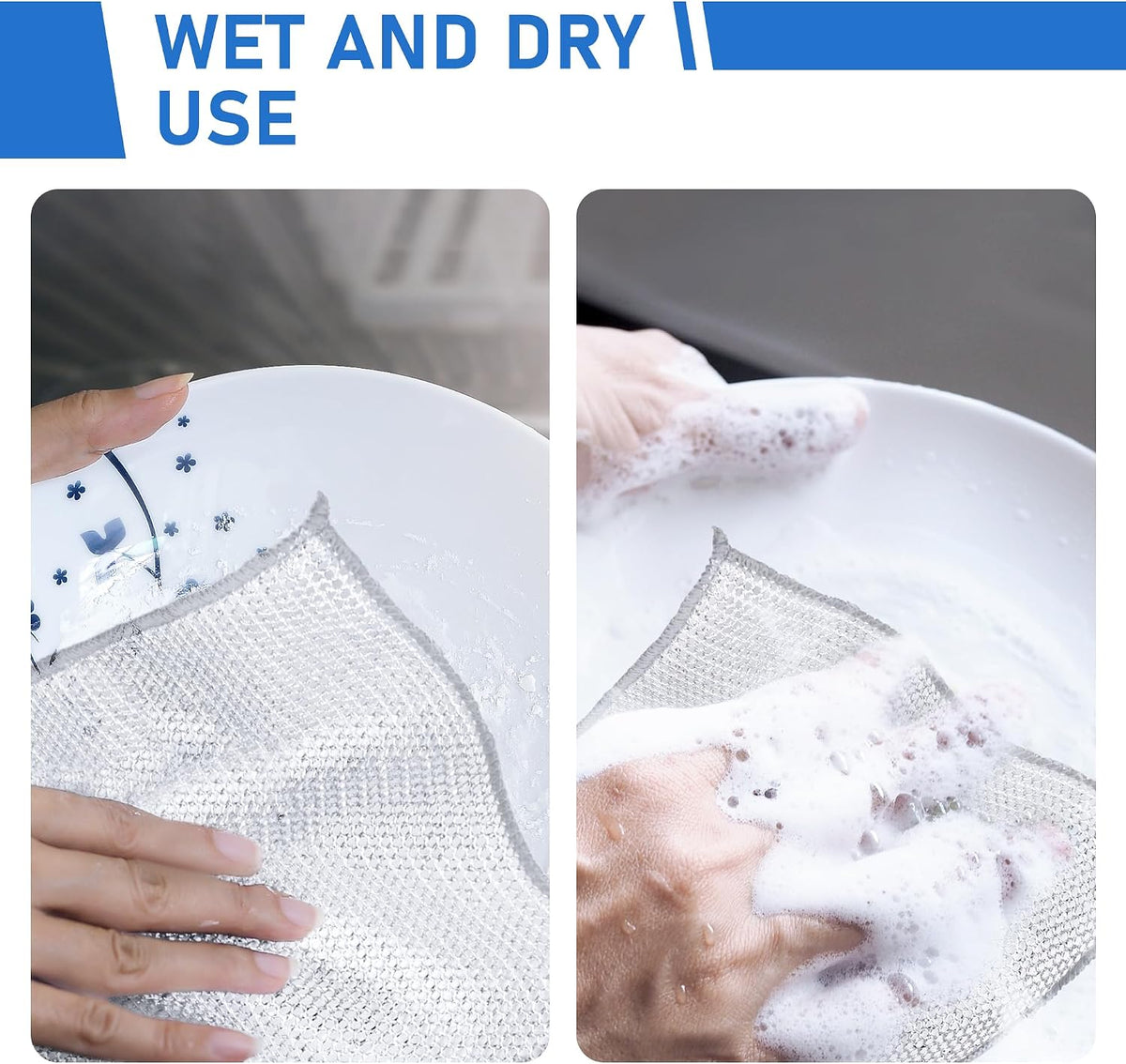 Aidoclip Non-Scratch Steel Wool Dishcloths Kitchen Scrubbers