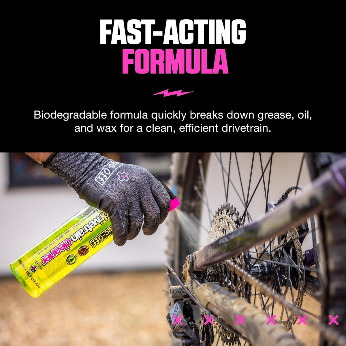 Muc-Off Bio Drivetrain Cleaner, 500 Milliliters - Effective Biodegradable Bicycle Chain Cleaner and Degreaser Spray - Suitable for All Types of Bike