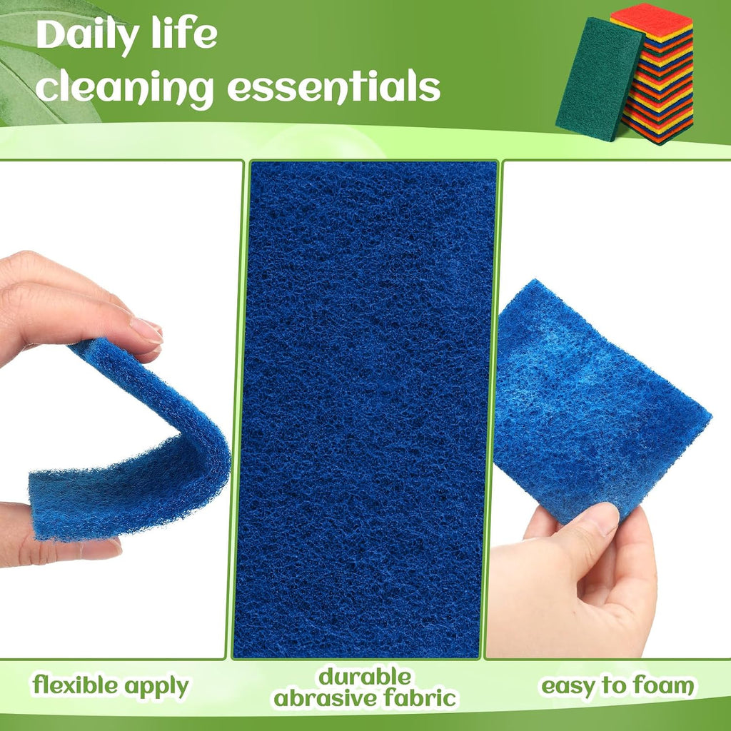 Hoolerry 100 Pcs Heavy Duty Scouring Pads Bulk for Kitchen Dish, Multicolor