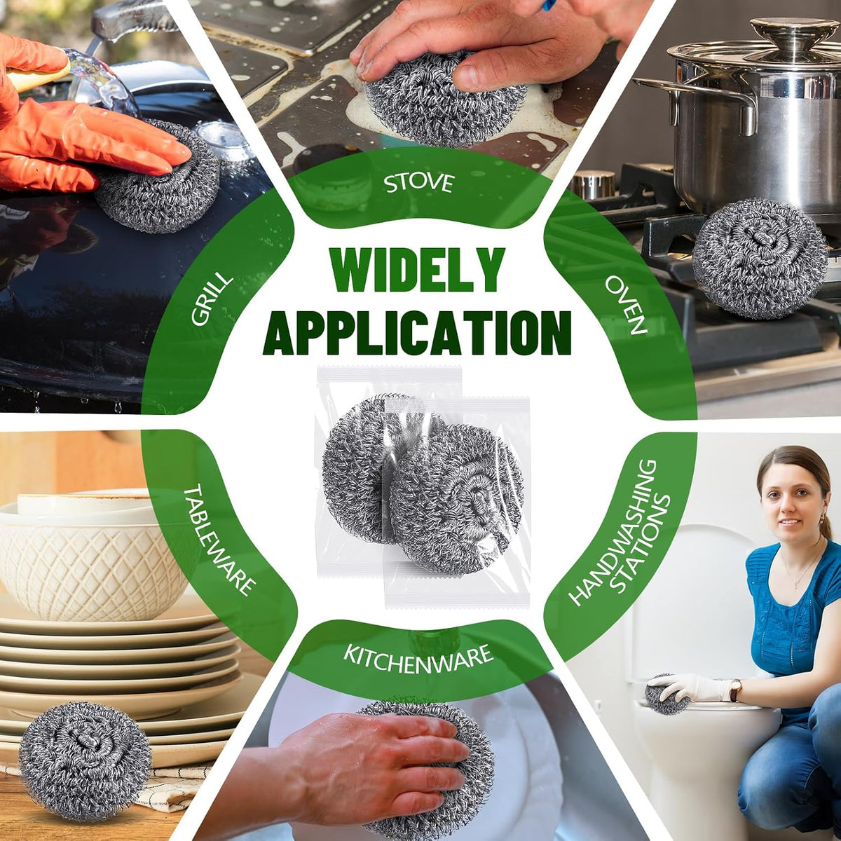 Honeydak 150 Pack Steel Wool Scrubbers 2.5 Inch, 15 Gram, Classic