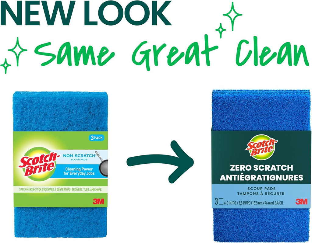 Scotch-Brite Zero Scratch Scouring Pad, 3 Pack