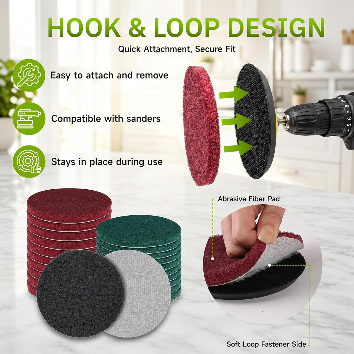 5 Inch Hook and Loop Scuff Discs, Scouring Pads for Cleaning 10Pcs