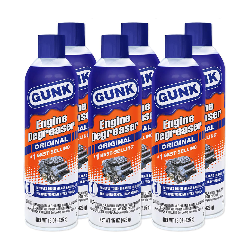 GUNK Engine Degreaser – Original Degreaser Cleaner Spray – Quickly Removes Tough Oil & Grease – Cleans Hardworking Engines – Rinses Easily with Water – 15 oz (Case of 12)