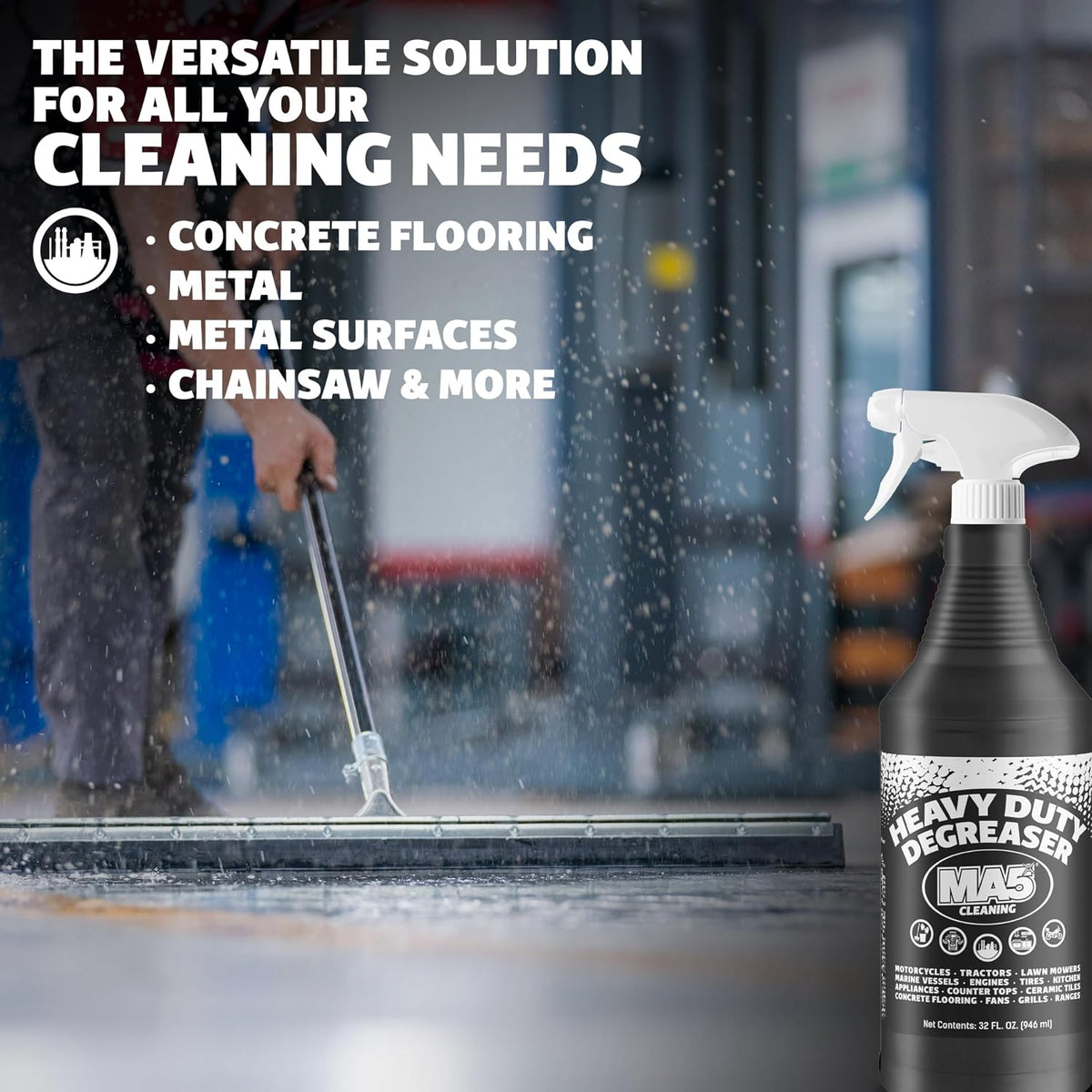 MA5x Heavy Duty Degreaser Cleaner | Indoor and Outdoor Formula | Commercial, Residential, Kitchen, Automotive and Equipment Degreaser and Cleaner | 32oz Spray Bottle | Pack of 2