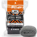 PAMI #00 Fine Steel Wool Pads for Polishing,Buffing & Grease Removal,8-Pack