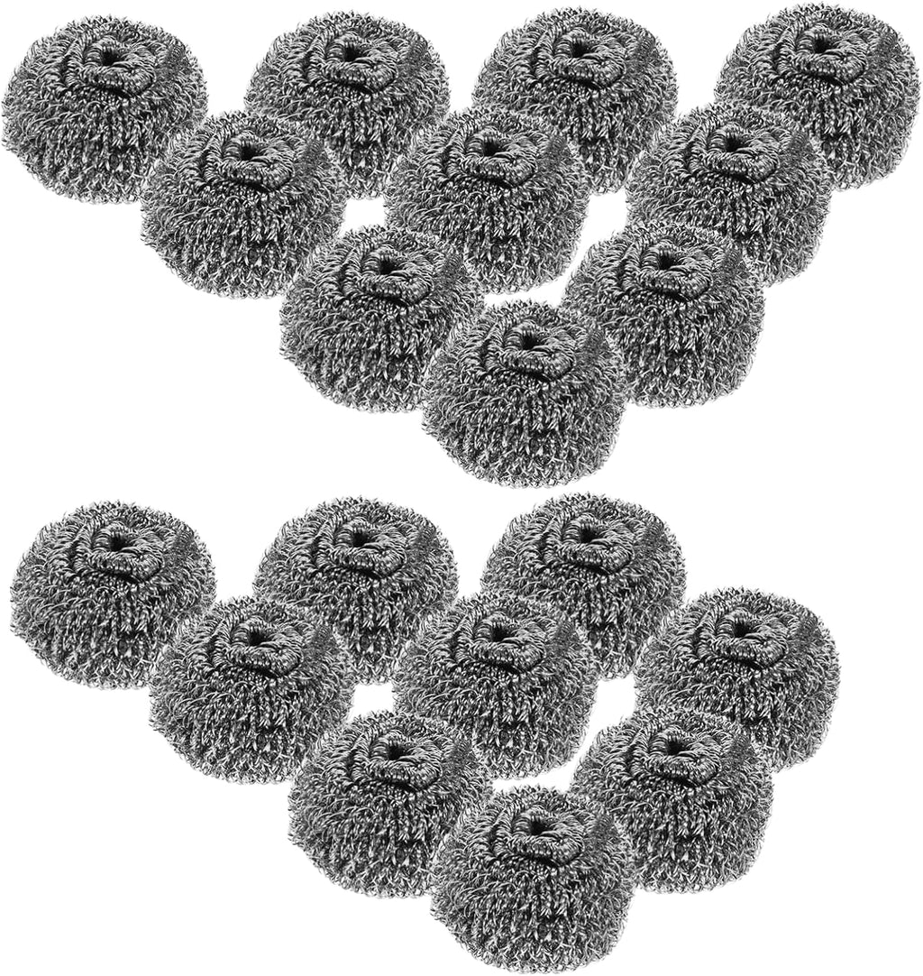 20pcs Steel Wool Scrubber Balls Silver Steel Wire Kitchen Cleaning