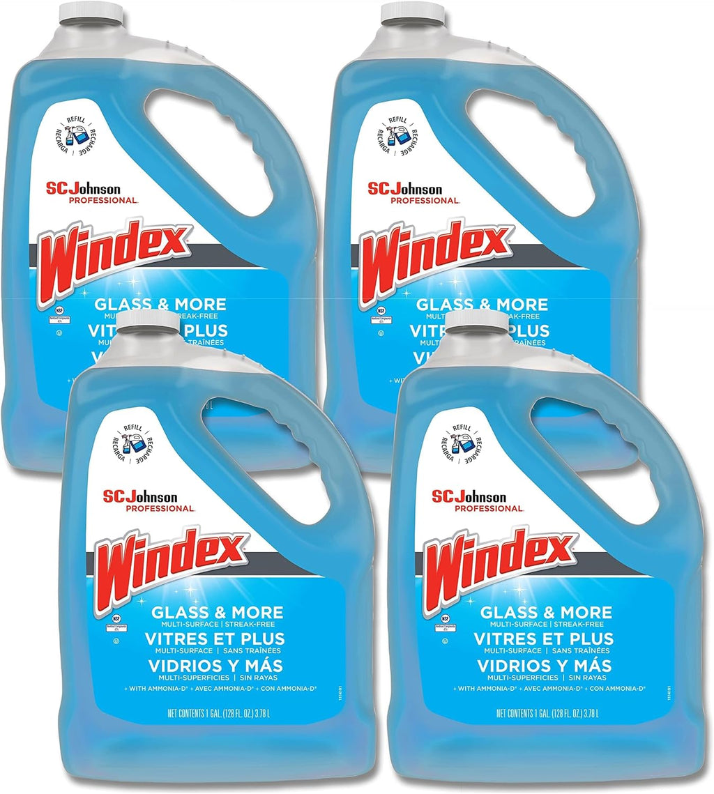 SC Johnson Professional Windex Glass Cleaner Refill, 1 Gallon, 4 Count