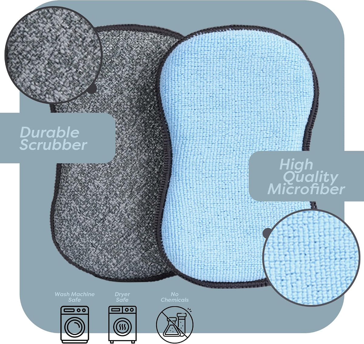 Multi-Purpose Sponges Kitchen By Scrub-it - Non-Scratch Microfiber sponges for Cleaning, Along with Heavy Duty Scrubbing Power - Reusable Dish Sponge for Dishes, Pots and Pans (6 Pack, Small)
