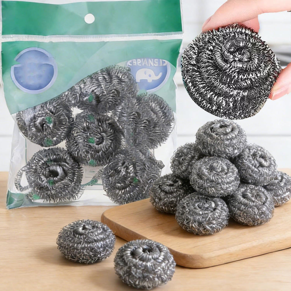 Stainless Steel Cleaning Ball Steel Wire Ball Household Kitchen Washing Pots Pans Dishes Remove Dirt Rust Scrubbing Tool,4cm (6pcs)