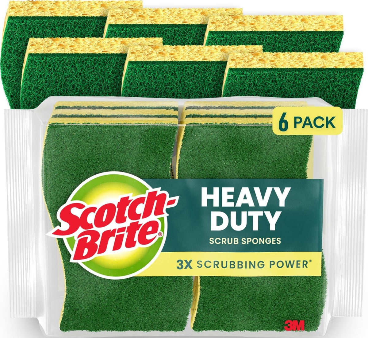 Scotch-Brite Heavy Duty Scrub Sponge, 6 Pack