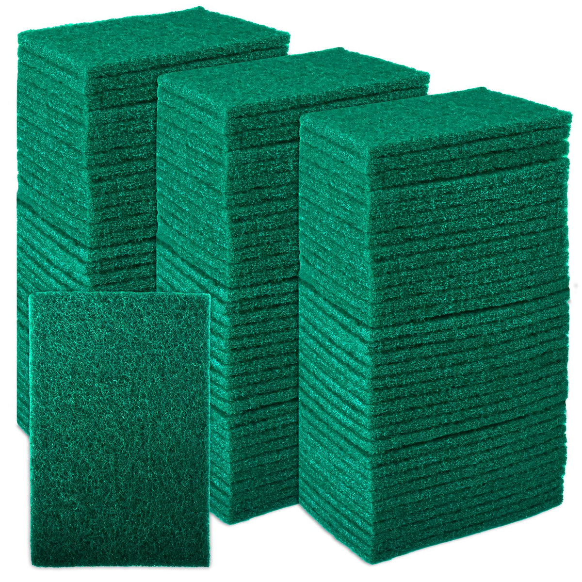CONLI 100 PCS Scouring Pad Reusable Household White Scrubbing Pads for Cleaning, Multipurpose 6" x 4" Non Scratch Scrubbing Pads for Kitchen Dishes Pan Metal Grills